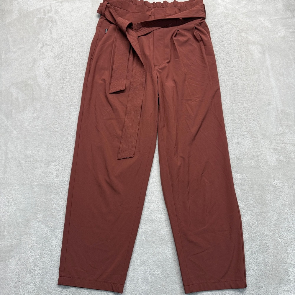 Athleta Pants Women's 2 Skyline Pant II Rust Paperbag Waist Belted Crop Trousers